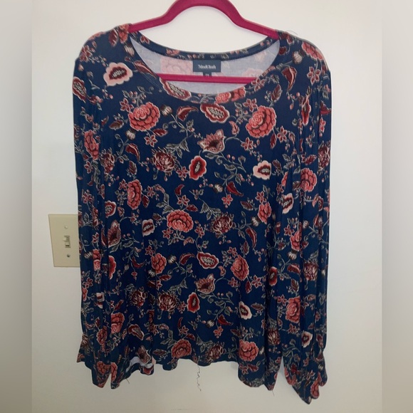 Modcloth Tops - Modcloth Navy Floral Long-Sleeve Blouse